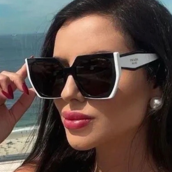 Prada Cateye PR 15WS 09Q550 Black White , Women Sunglasses AUTHENTIC !!! main image 4